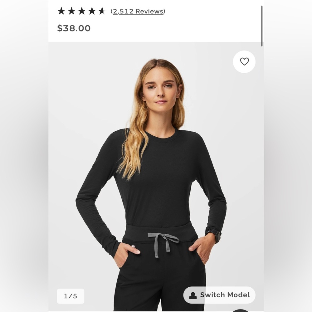 Figs Women's Black Supersoft - Longsleeve Underscrub - XS / Black